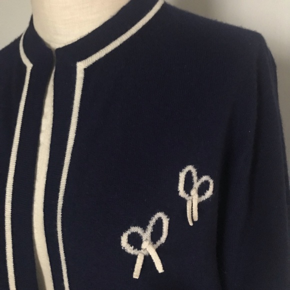 Vintage 50’s Intarsia by Pringle of Scotland navy open front cashmere cardigan - Picture 2 of 10